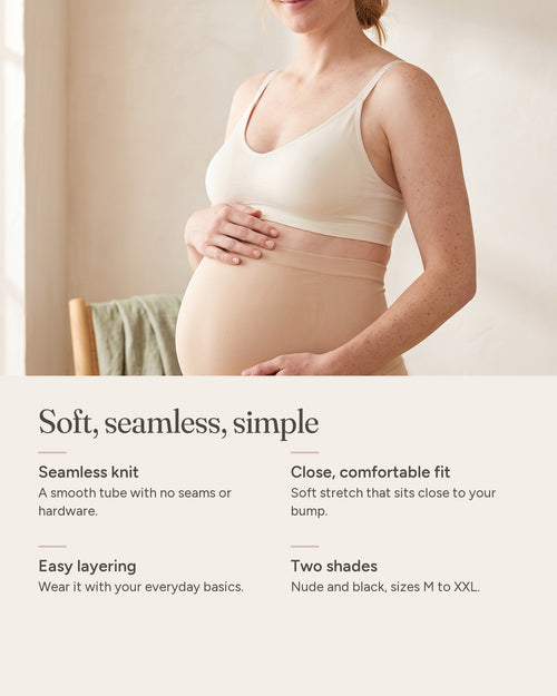 Softline Belly Band features: seamless knit, close comfortable fit, easy layering, nude and black
