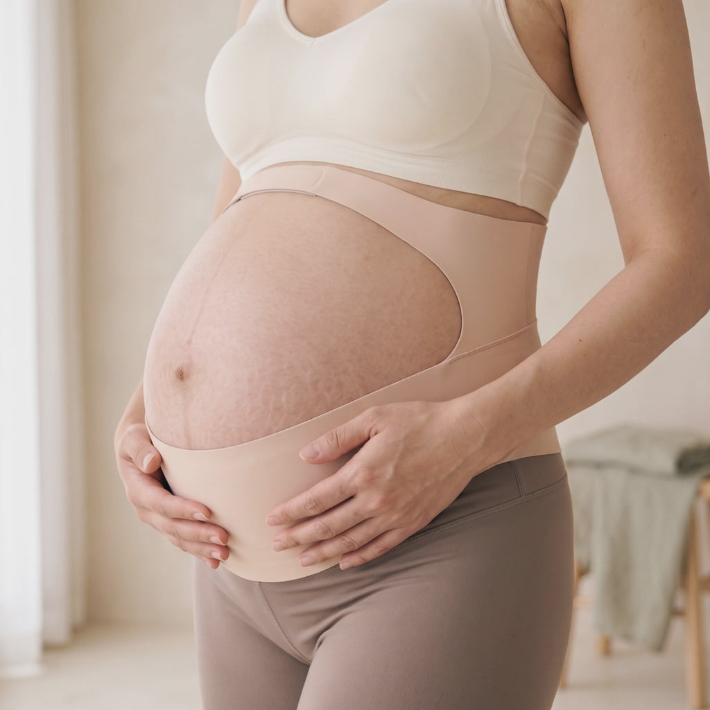 Hands settling beneath the bump over the Contour Bump Support